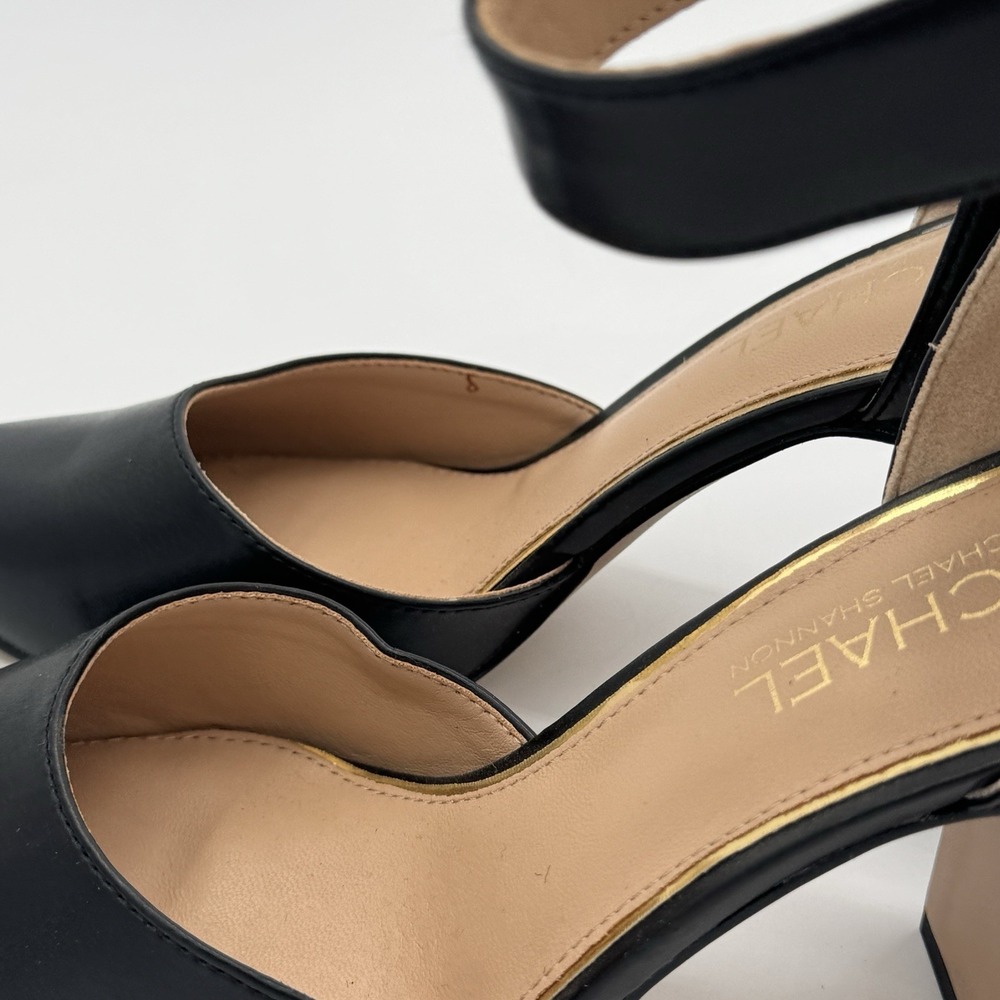 Michael Shannon Rosalie Heels Size 9 Black Ankle Strap D Orsay Block Pumps 4in - Picture 14 of 16